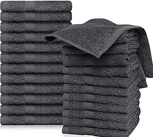 QUBA LINEN Hotel & Spa 100% Cotton Washcloths Pack of 24, Ultra Soft, Quick Dry by QUBA+LINEN