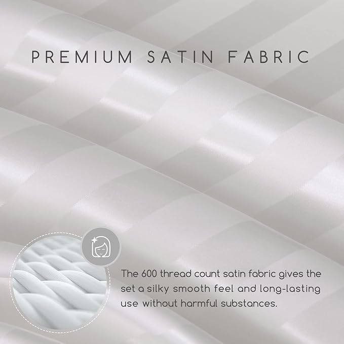 MR&HM Satin Bed Sheets, Full Size Sheets Set - Image 3