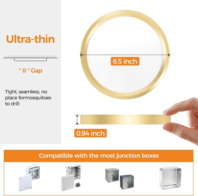 slochi 1PACK LED Flush Mount Ceiling Light Fixture, 3000K-4000K-6500K & 100W - Image 4
