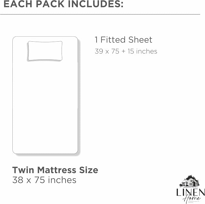 Linen Home 100% Cotton Percale Weave Fitted Sheet, Twin Size, Brushed Rose - Image 7