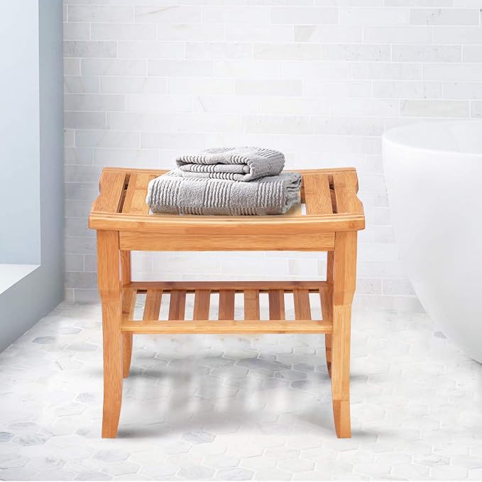 Giantex Bamboo Shower Bench Seat - Image 4