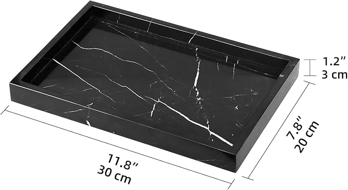 Marble Bathroom Vanity Tray, Natural Luxury Vanity Home Kitchen Bathroom Table - Image 2