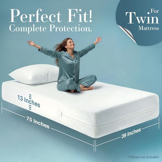 Utopia Bedding Mattress Protector Zippered Twin Size, 100% Waterproof Bed Bug - Image 6