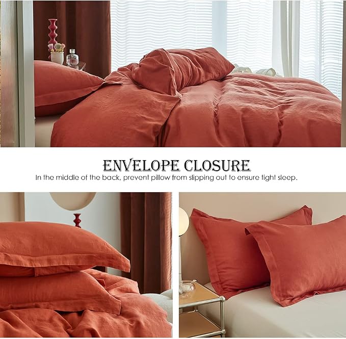 Simple&Opulence 100% Linen Duvet Cover Set 3pcs Basic Style Natural French - Image 4