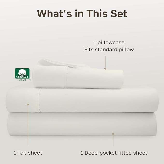 California Design Den Soft 100% Cotton Twin Sheet Set, 400 Thread Count Good - Image 4