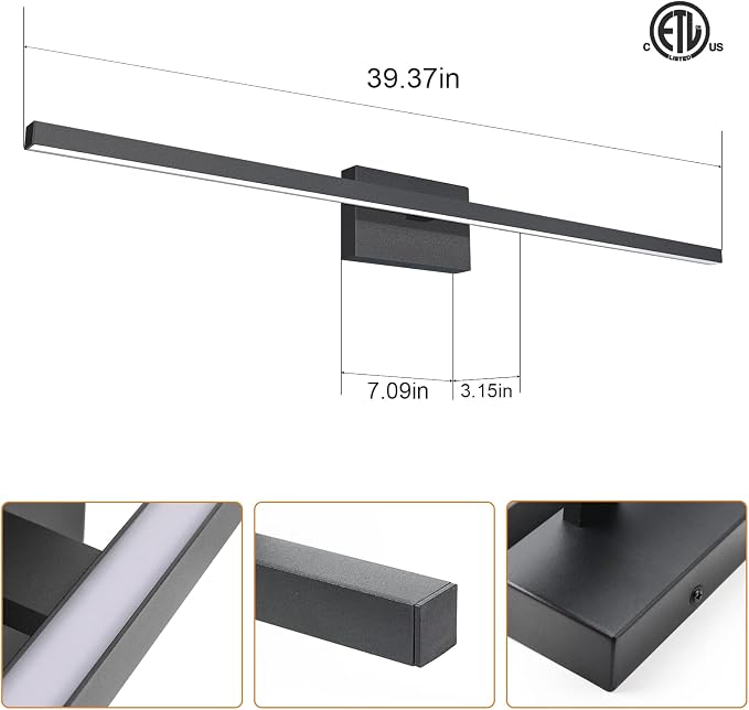 VOLISUN Modern Bathroom Vanity Light 39.4 inch, 24W Dimmable 5CCT Led Bathroom - Image 6