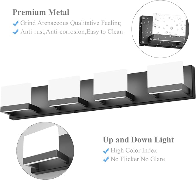 Tipace Dimmable Black LED Vanity Light - Image 5