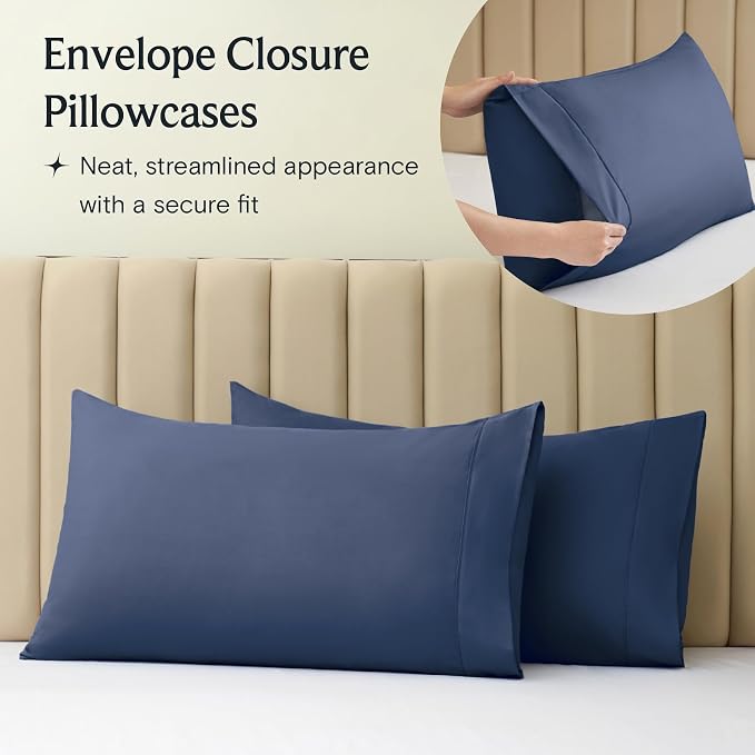 LuxClub 5 PC Split King Sheet Set, Breathable Luxury Bed Sheets, Deep Pockets - Image 7