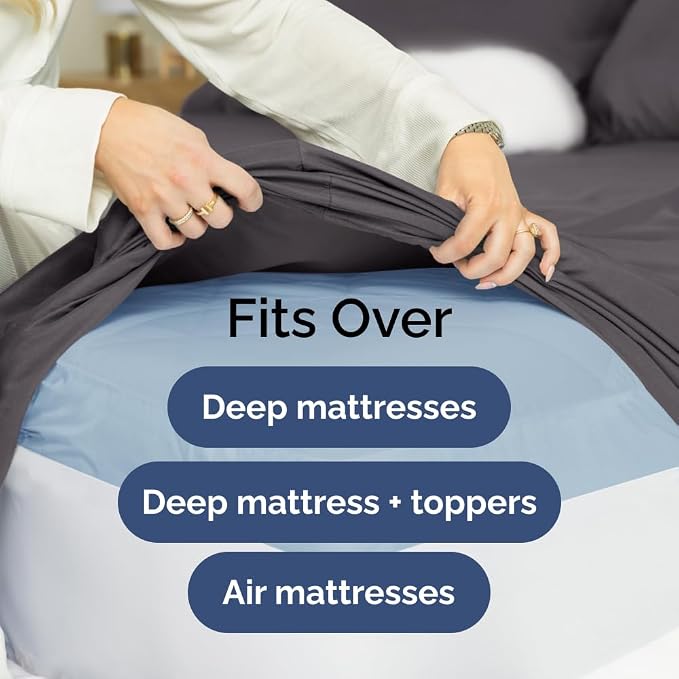 Extra Deep California King 400 Thread Count Cotton Fitted Sheet - Image 6