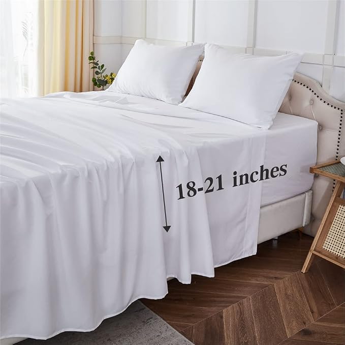 ILAVANDE Deep Pocket Queen Sheets Set 4 Piece, Hotel Luxury Super Soft 1800 by ILAVANDEforYourBedHome