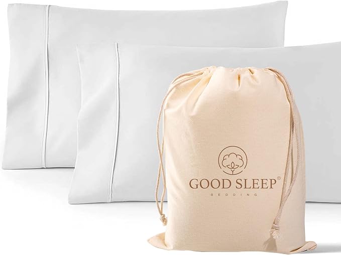 1000 TC White Standard Pillowcases Set of 2 100% Egyptian Cotton Pillow Cases by GoodSleepBedding