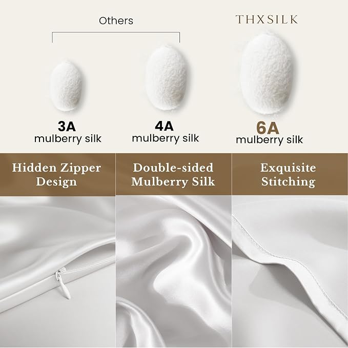 THXSILK 100% Silk Pillowcase for Hair and Skin Luxury 25 Momme Mulberry Silk - Image 2