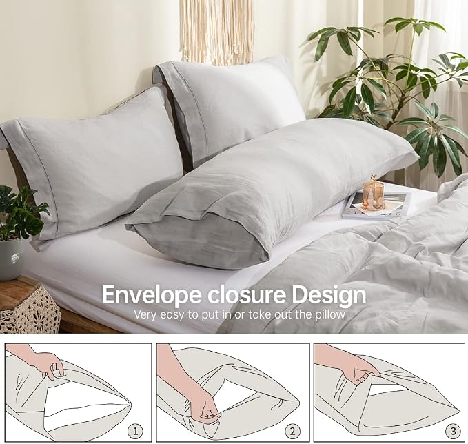 Simple&Opulence Body Pillow Cover 20" x 54", 100% Pure Linen, Ultra Soft and - Image 3