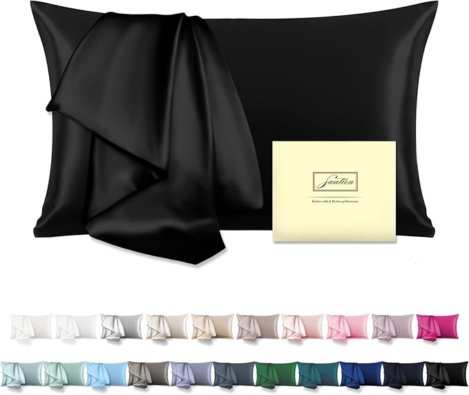 Mulberry Silk Pillowcase for Hair and Skin Standard Size 20"X 26" Pillow Case by Suatien