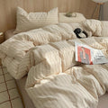 Nayoroom Striped Duvet Cover King Size 100% Washed Cotton Beige Duvet Cover by Nayoroom
