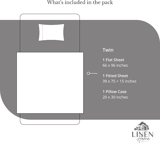 Linen Home 100% Cotton Percale Sheets Twin Size, Smoky Charcoal, Deep Pocket - Image 6