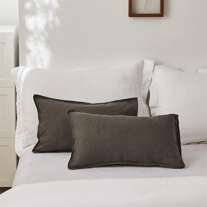 Simple&Opulence 100% Linen Lumbar Pillow Cover 12 x 20 Inches Set of 2 - Image 5