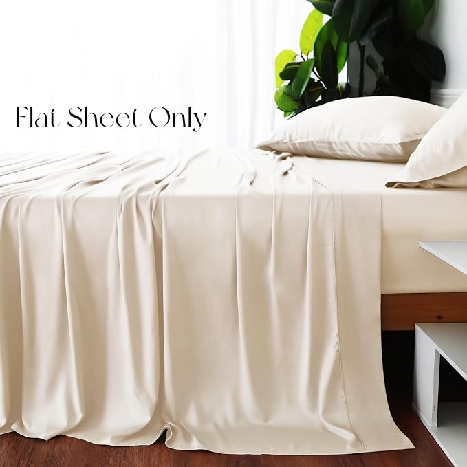Bamboo Viscose Flat Sheets Only, 400 Thread Count Sateen Weave Twin Size Flat - Image 4