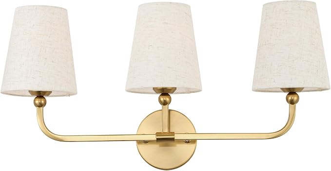 3-Light Bathroom Light Fixtures, Brushed Gold Vanity Lights by Metwet