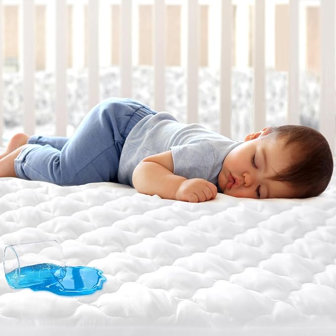 Crib Mattress Protector Sheets Fitted Waterproof Mattress Pad Cover, Noiseless by Bilobanbabybedding