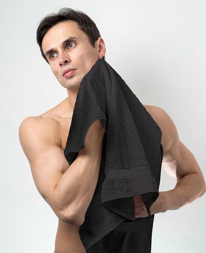 Towel and Linen Mart 100% Cotton Grey 6 Pack Medium Bath Towel Set, Quick Dry - Image 2