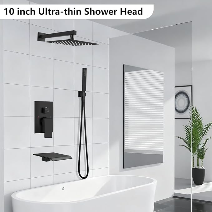 Midanya Shower System with Tub Spout, Bathtub Shower Faucet Set with Square - Image 2