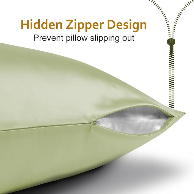 Ravmix Silk Pillow Cases with Zipper, 21momme Mulberry Silk Pillowcase - Image 6