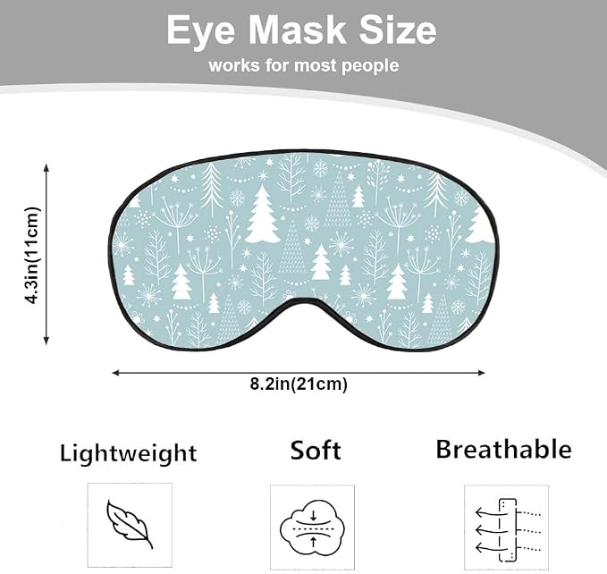 Pine Snowflakes Silk Eye Mask Sleep Mask Snow Winter Christmas Pattern Blue Eye - Image 2