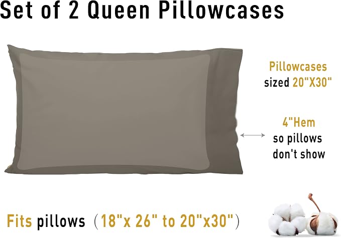 Sunflower Queen Pillowcases Set of 2, 100% Cotton Queen Size Pillow Cases 2 - Image 8