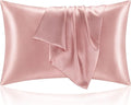 BEDELITE Satin Pillowcase with Zipper, Rose Pink King Size Pillow Cases Set of 2 by BEDELITE