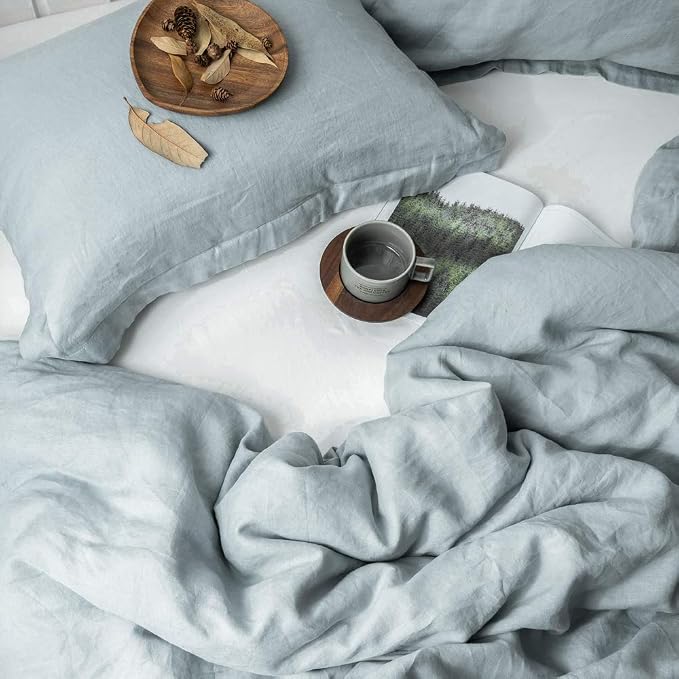 Simple&Opulence 100% Linen Duvet Cover Set 3pcs Basic Style Natural French - Image 9