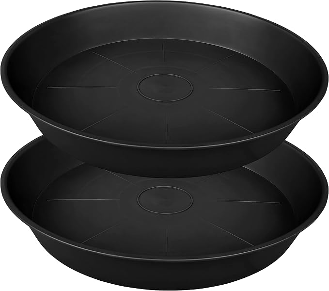 2 Pack of 25 26 inch Plant Saucer Round, 4.2" Depth Tray, Large Plant Saucers by Bleuhome