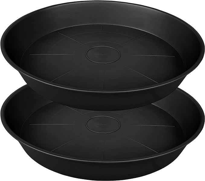 2 Pack of 20 22 inch Plant Saucer, 3.6" Depth Tray, Large Deep Heavy Duty by Bleuhome