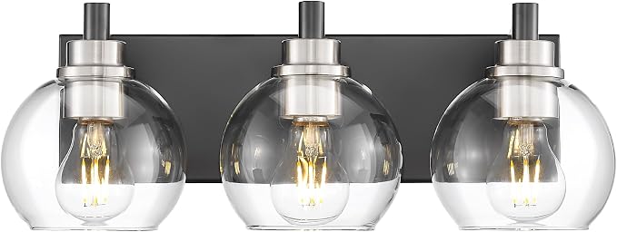Bathroom Light Fixtures, 3-Light Black and Brushed Nickel Bathroom Vanity Light by Metwet