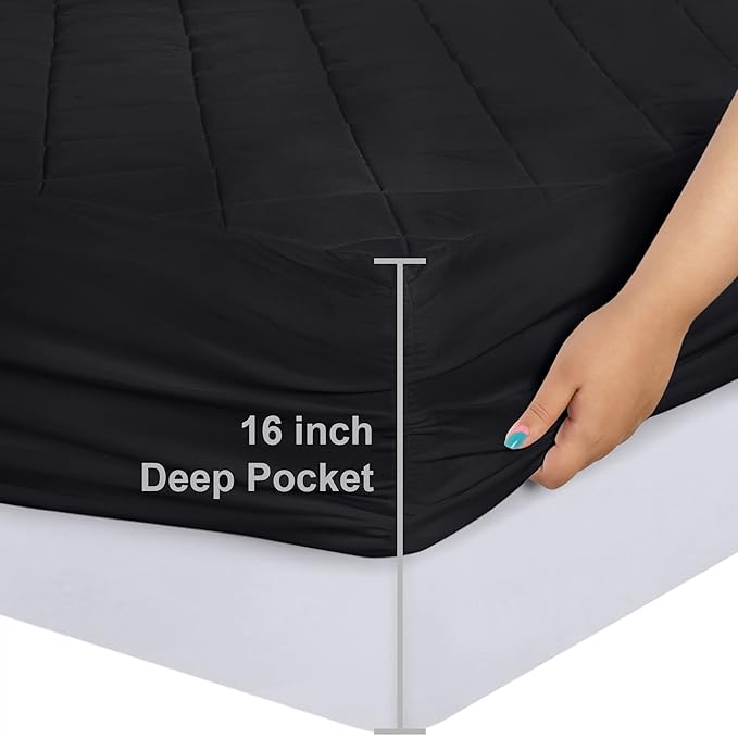Utopia Bedding Quilted Fitted Mattress Pad, Queen Size, Elastic Fitted Mattress - Image 3