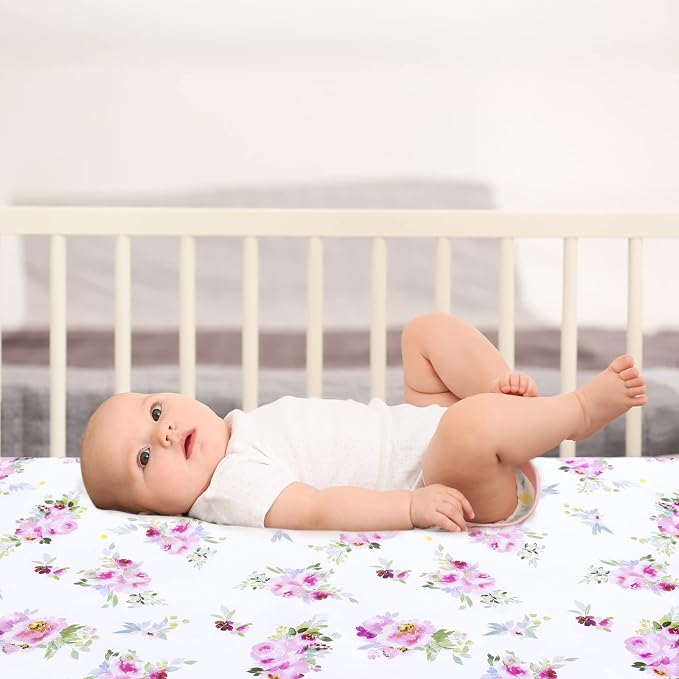 Pack and Play Sheets Girl, 2 Pack Mini Crib Sheets, Stretchy Playard Fitted - Image 6