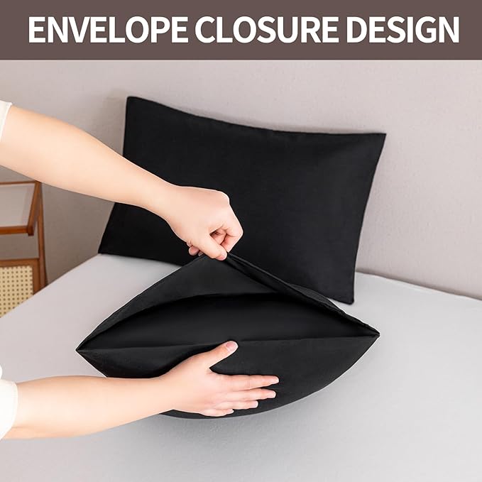 MINIPANDA Black King Size Pillow Cases Set of 4 - Image 4