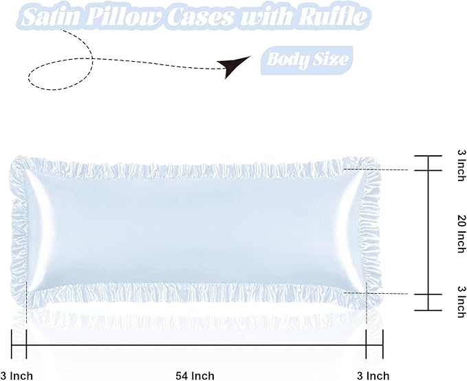 Homiest Ruffle Satin Body Pillow Cover, Silky Satin Body Pillowcase - Image 3