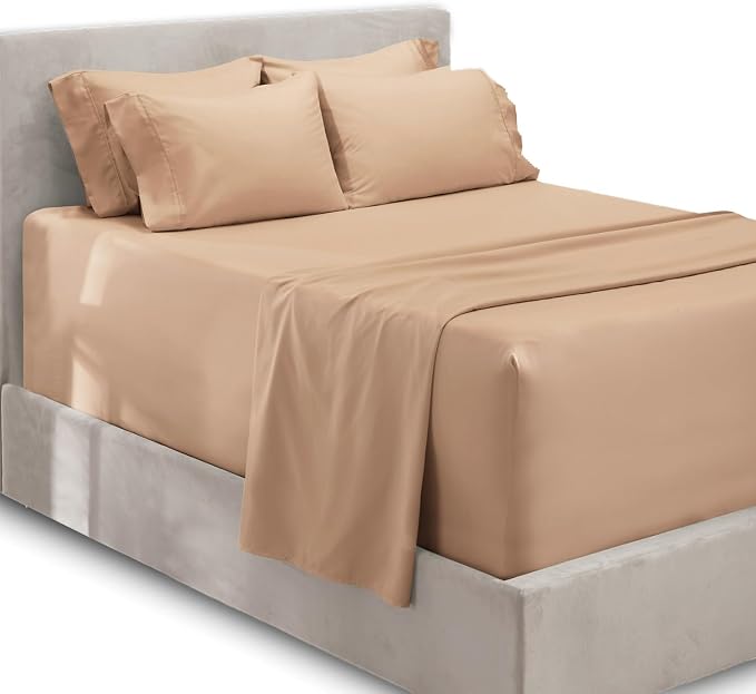 Hearth & Harbor Luxury Soft 6 Piece Bed Sheet Set Extra Deep Pocket Fitted by HearthHarbor