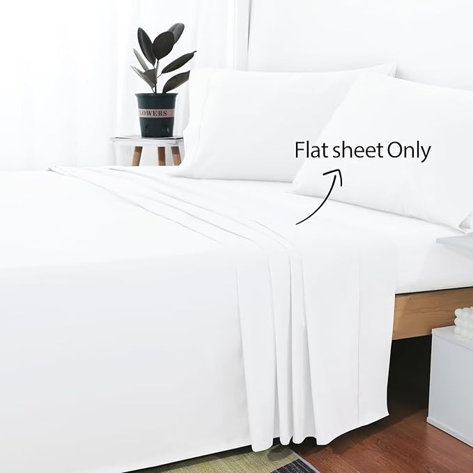 2-Pack Cotton King Flat Sheet Only, 600 Thread Count 100% Egyptian Cotton Top - Image 2