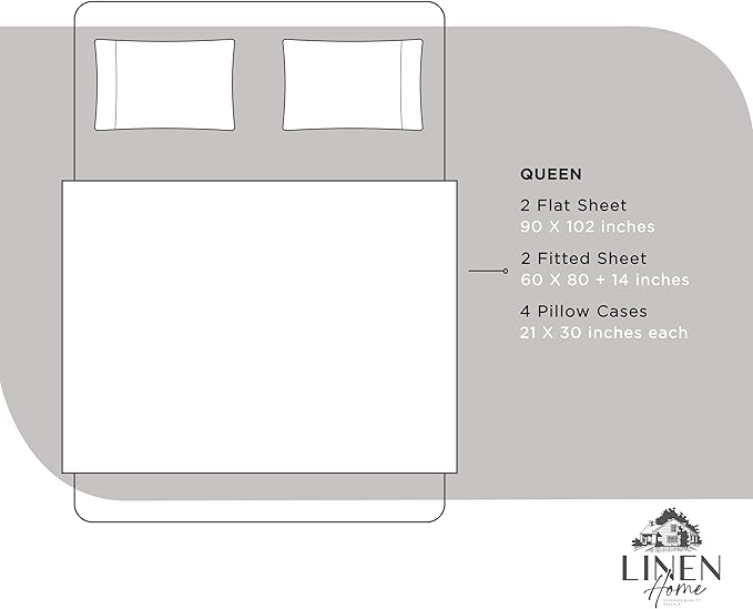 Linen Home 100% Cotton Percale Sheet Set Pack of 2, Queen Size, Deep Pocket - Image 6