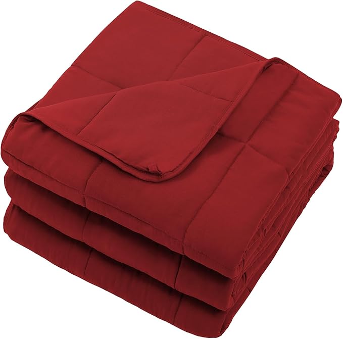 Red Weighted Blanket for Adults 12lbs, Queen Size Cooling Heavy Throw Blanket - Image 7
