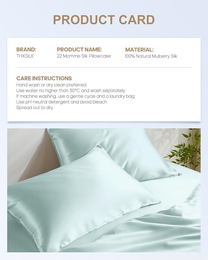 THXSILK Set of 2 100% Mulberry Silk Pillowcase - Image 8