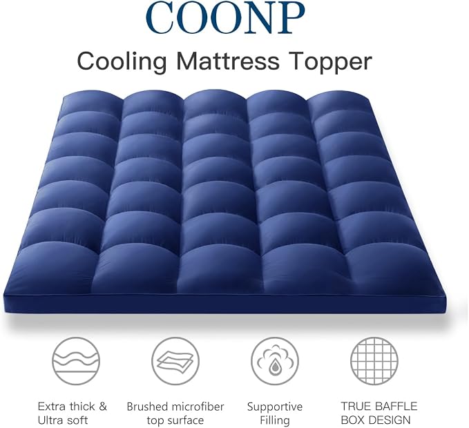 COONP Queen Mattress Topper, Extra Thick Pillowtop, Cooling Plush Mattress Pad - Image 2