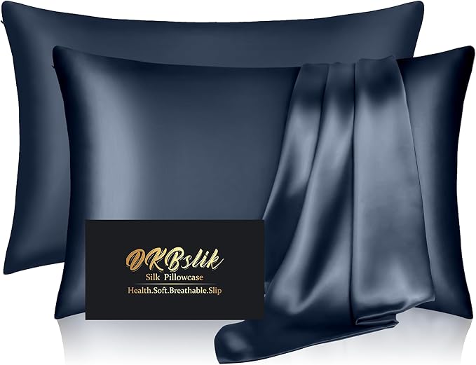Silk Pillowcase 2 Pack, Natural Mulberry Silk Pillow Cases, Anti Acne Silk by HOME