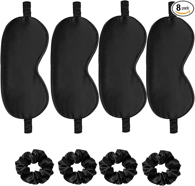 Satin Eye Mask 8Pcs Silk Sleep Masks Silky Blindfold Eyeshade Blackout Eyes by WJingYiJia
