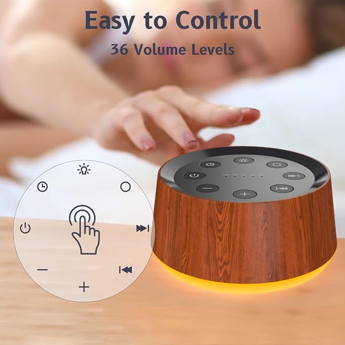 Brown Noise Sound Machine with 30 Soothing Sounds 12 Colors Night Light White - Image 3