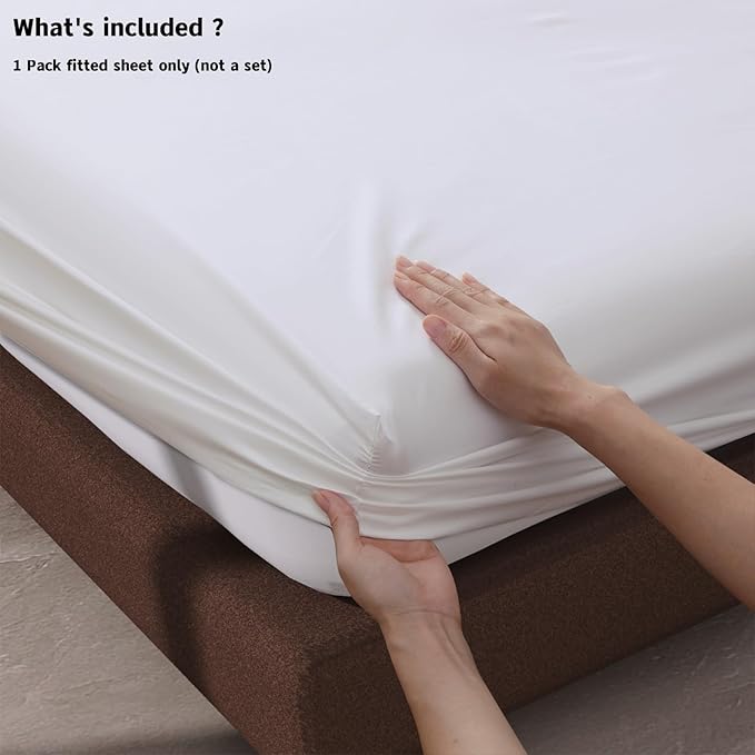 100% Egyptian Cotton Fitted Sheet Full Size White, 600 Thread Count, 8-16" Deep - Image 4