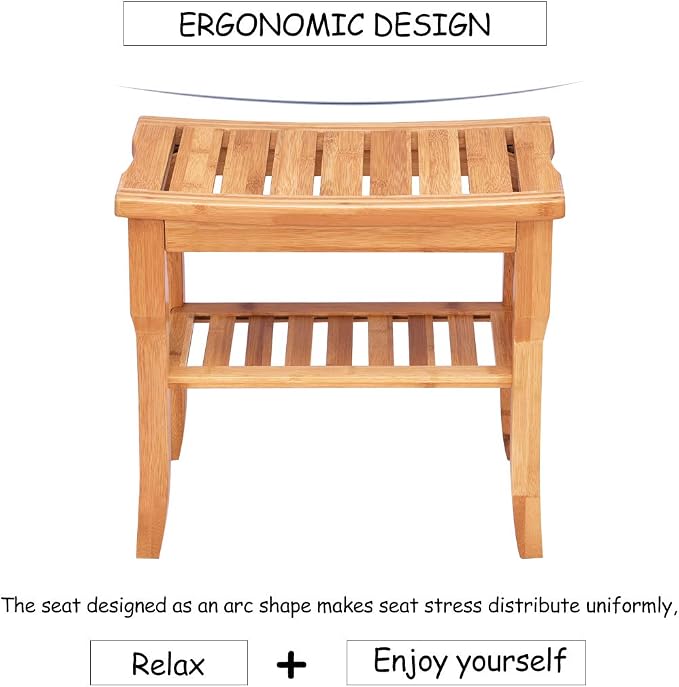 Giantex Bamboo Shower Bench Seat - Image 5
