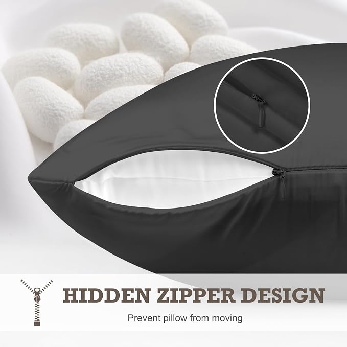 100% Mulberry Silk Pillowcase 2 Pack, Standard Size Silk Pillow Cases - Image 5
